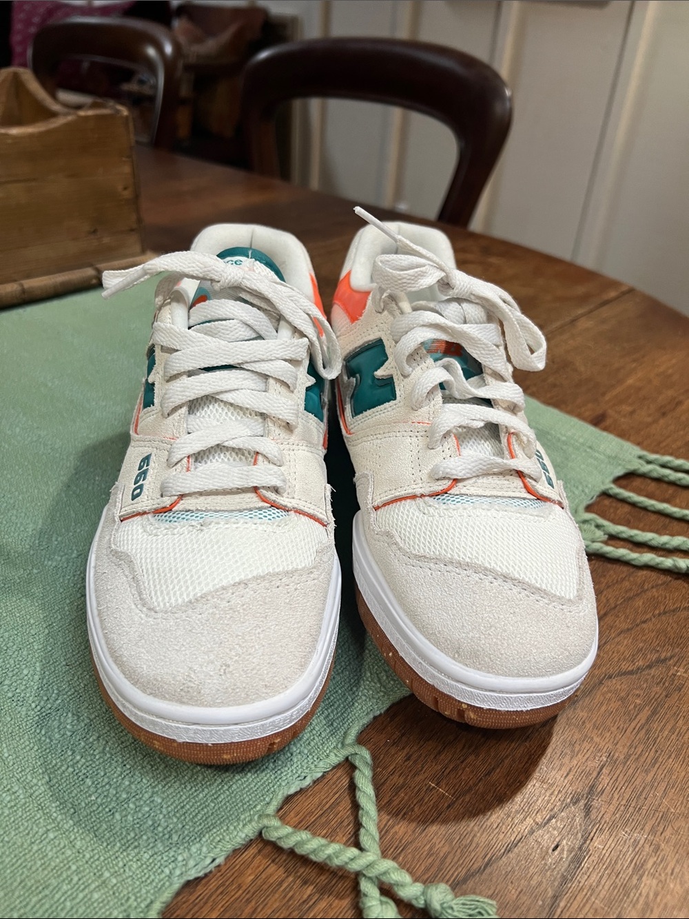 New Balance 550 Sneakers in Sea Salt Verdigris Colors - Picture 2 of 7